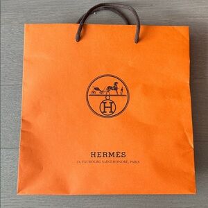 Hermes Shopping Gift Bag Empty Orange 11.75 x 11.75 x 4